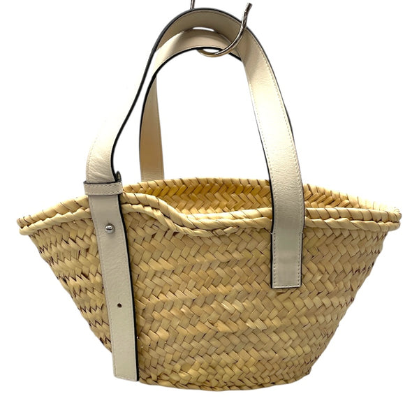 ロエベ LOEWE バスケットバッグ S ナチュラル×ホワイト ラフィア/レザー レディース ハンドバッグ