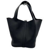 エルメス HERMES ピコタンロックMM W刻印 ブラック シルバー金具 トリヨン レディース ハンドバッグ