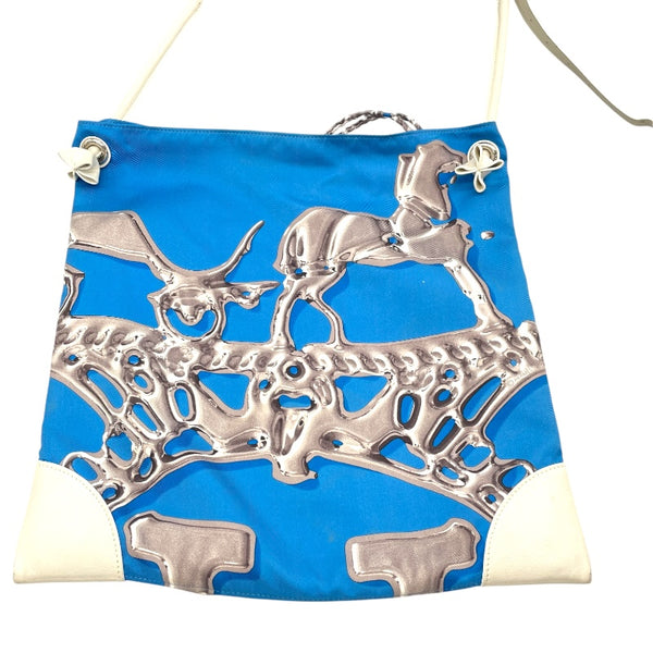 エルメス HERMES シルキーシティ ブルー シルク レディース ショルダーバッグ