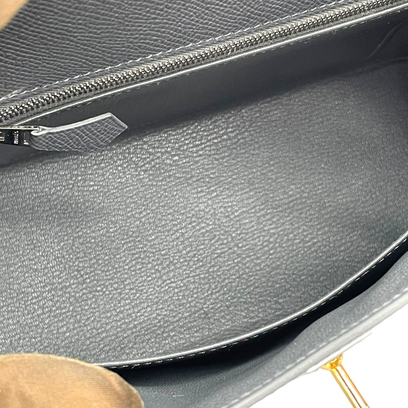 エルメス HERMES ケリー25 外縫い W刻 グリミスティ/シルバー×ゴールド金具 エプソン レディース ショルダーバッグ
