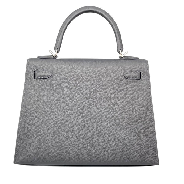 エルメス HERMES ケリー25 外縫い W刻 グリミスティ/シルバー×ゴールド金具 エプソン レディース ショルダーバッグ