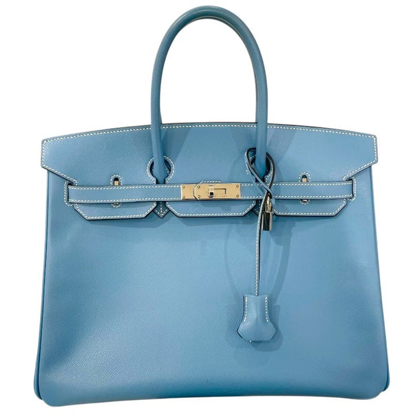 エルメス HERMES バーキン35 □I刻 ブルージーン　シルバー金具 エプソン レディース ハンドバッグ