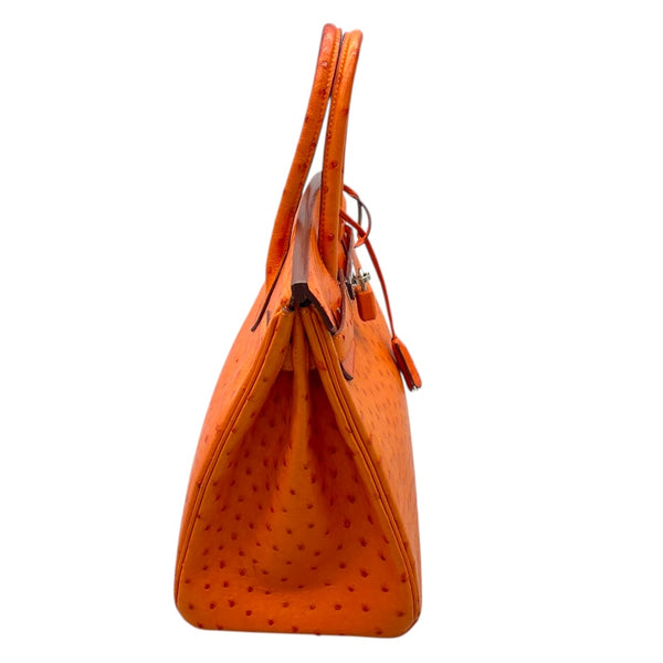 エルメス HERMES バーキン30 □H刻 オレンジ×SV金具 オーストリッチ レディース ハンドバッグ
