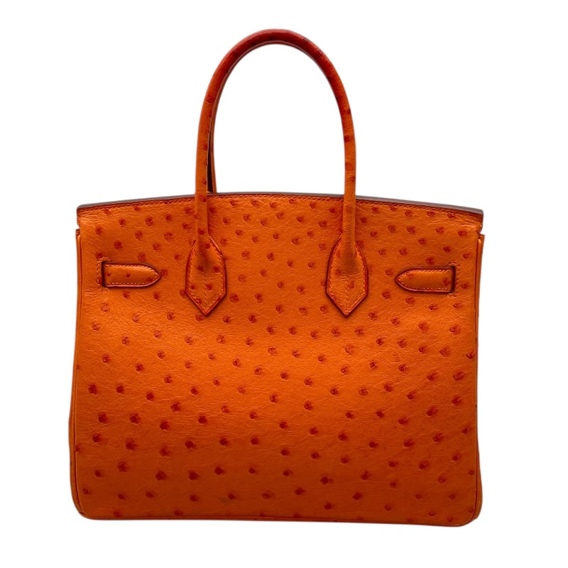 エルメス HERMES バーキン30 □H刻 オレンジ×SV金具 オーストリッチ レディース ハンドバッグ