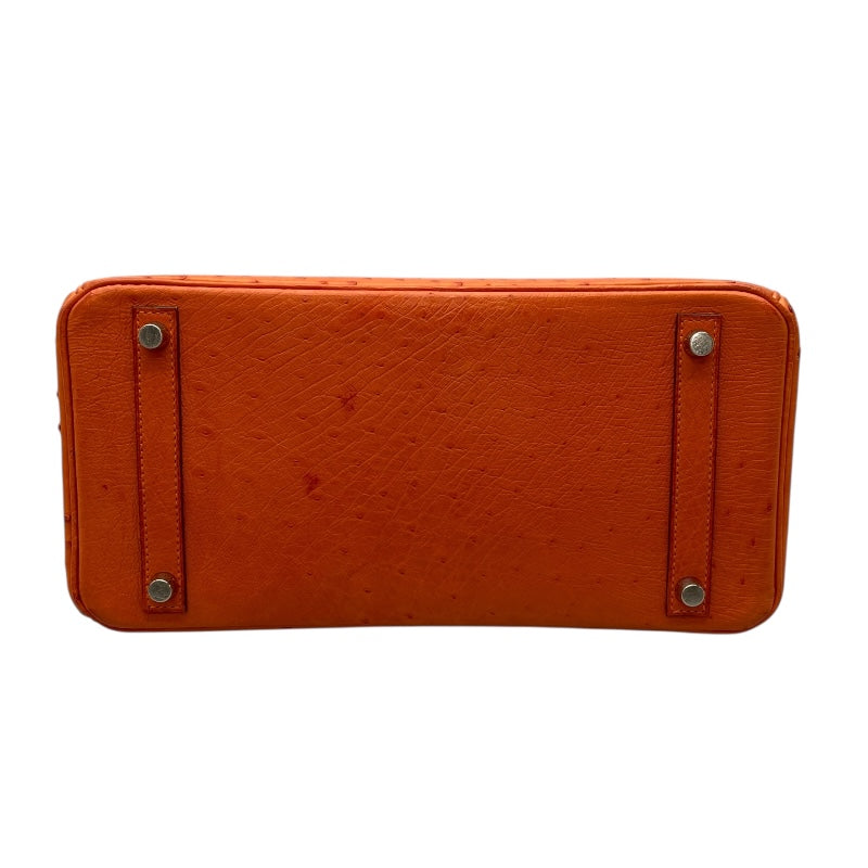 エルメス HERMES バーキン30 □H刻 オレンジ×SV金具 オーストリッチ レディース ハンドバッグ
