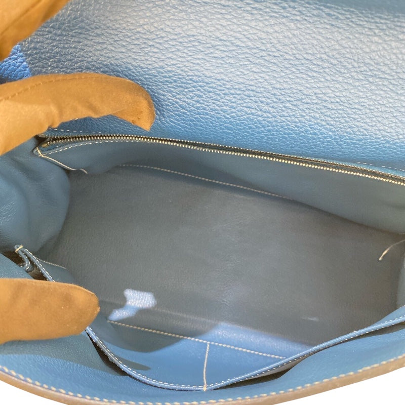 エルメス HERMES ケリー32 内縫い □F刻 ブルータラサ/SV金具 トゴ レディース ハンドバッグ