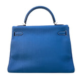 エルメス HERMES ケリー32 内縫い □F刻 ブルータラサ/SV金具 トゴ レディース ハンドバッグ