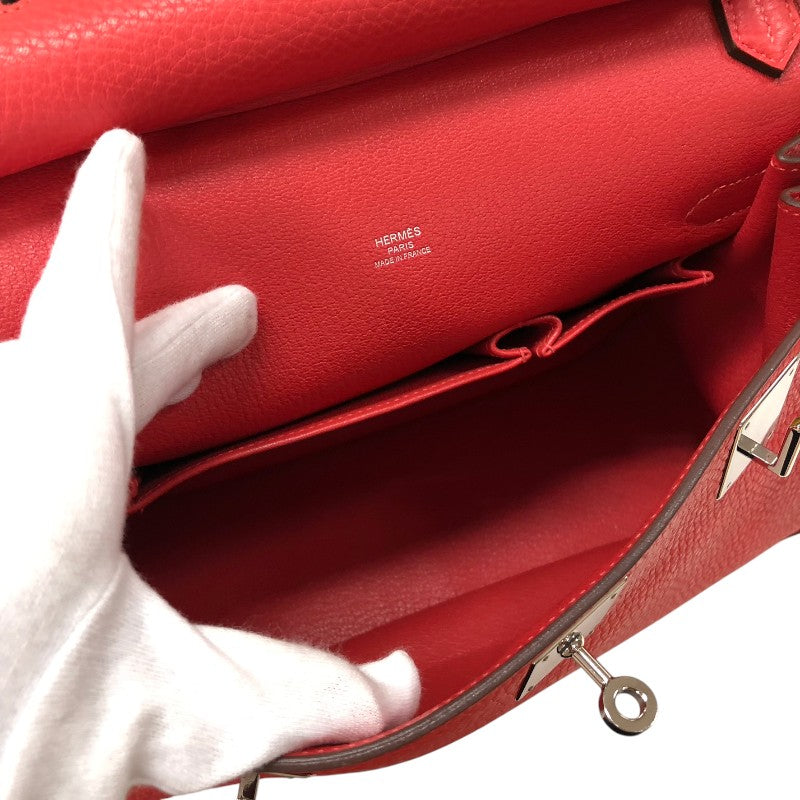 エルメス HERMES ジプシエール28 T刻 ルージュピヴォワンヌ シルバー金具 トリヨンクレマンス レディース ショルダーバッグ