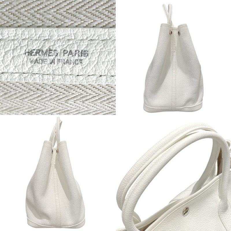 エルメス HERMES ガーデンパーティPM □O刻 ホワイト　シルバー金具 ネゴンダ ユニセックス ハンドバッグ