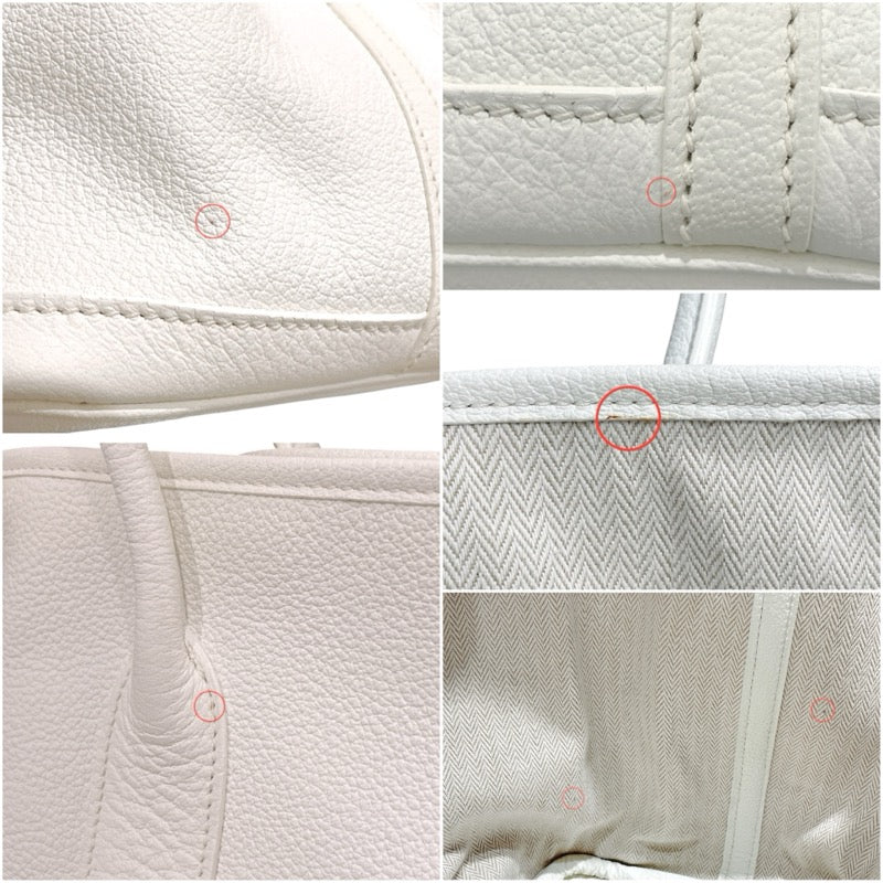 エルメス HERMES ガーデンパーティPM □O刻 ホワイト　シルバー金具 ネゴンダ ユニセックス ハンドバッグ