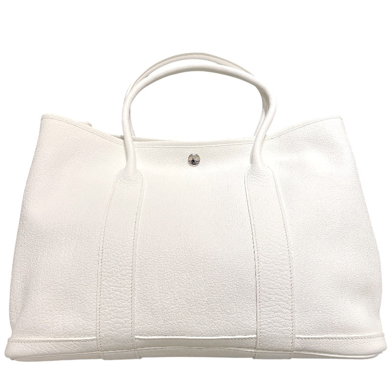 エルメス HERMES ガーデンパーティPM □O刻 ホワイト　シルバー金具 ネゴンダ ユニセックス ハンドバッグ