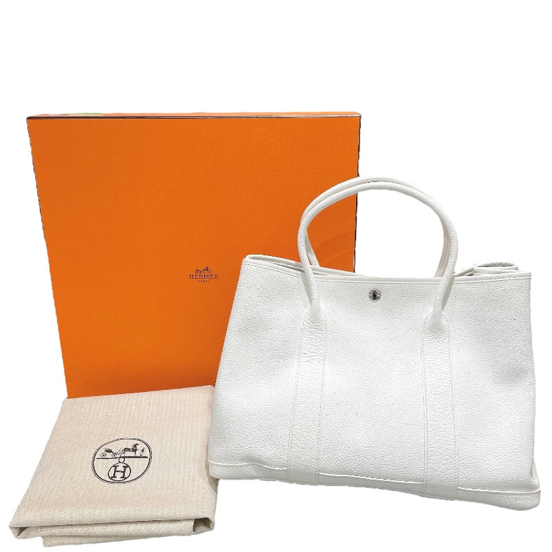 エルメス HERMES ガーデンパーティPM □O刻 ホワイト　シルバー金具 ネゴンダ ユニセックス ハンドバッグ