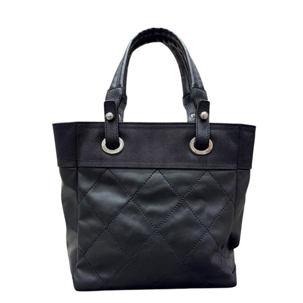 シャネル CHANEL パリビアリッツトートPM A34208 ブラック コーティングキャンバス レディース トートバッグ