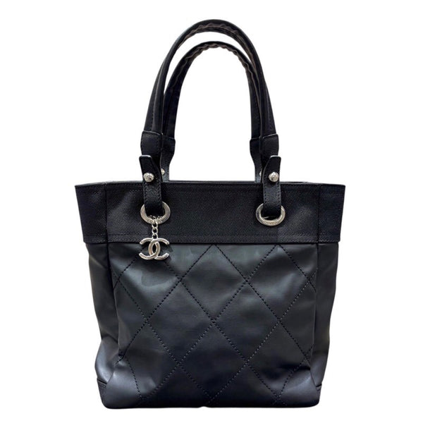 シャネル CHANEL パリビアリッツトートPM A34208 ブラック コーティングキャンバス レディース トートバッグ