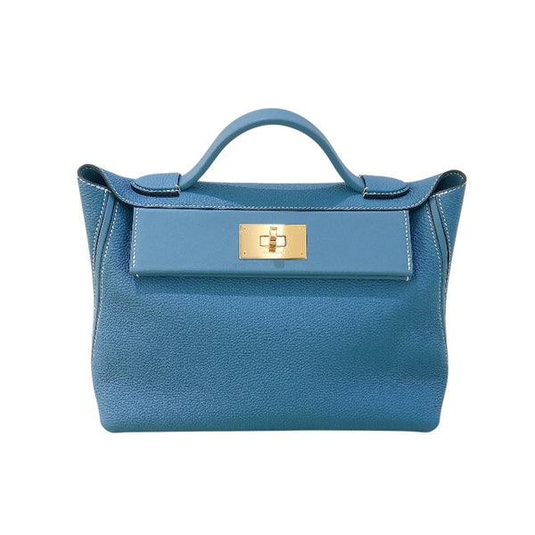 エルメス HERMES ヴァンキャトル24 W刻 ニューブルージーン/GD金具 トゴ レディース ハンドバッグ