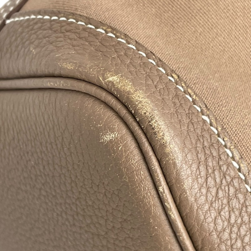 エルメス HERMES ガーデンジップMM □M刻印 ベージュ シルバー