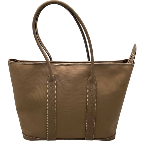 エルメス HERMES ガーデンジップMM □M刻印 ベージュ シルバー金具 トワル ユニセックス ハンドバッグ
