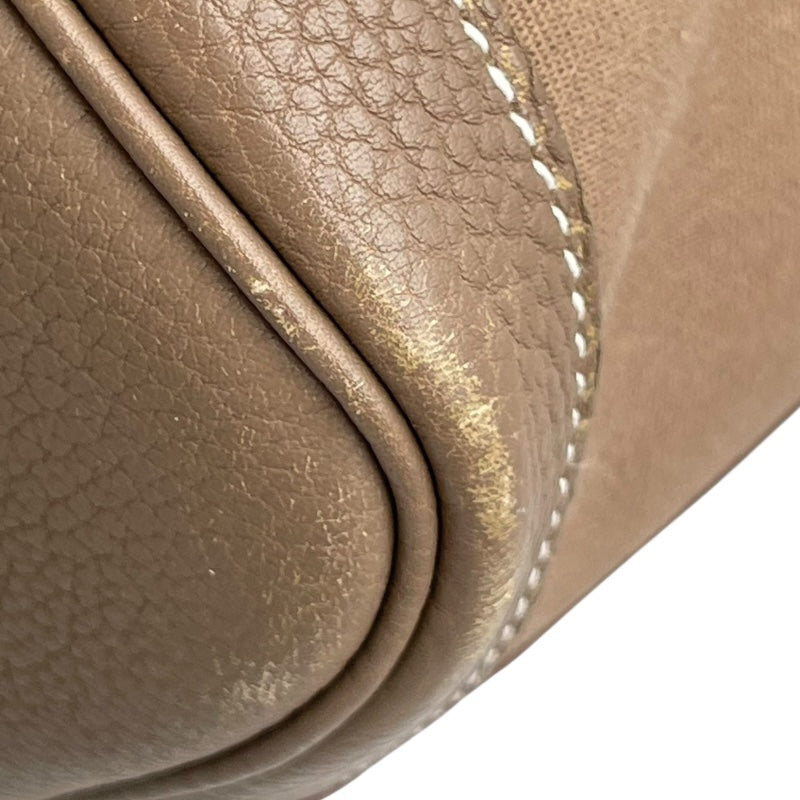 エルメス HERMES ガーデンジップMM □M刻印 ベージュ シルバー金具 トワル ユニセックス ハンドバッグ