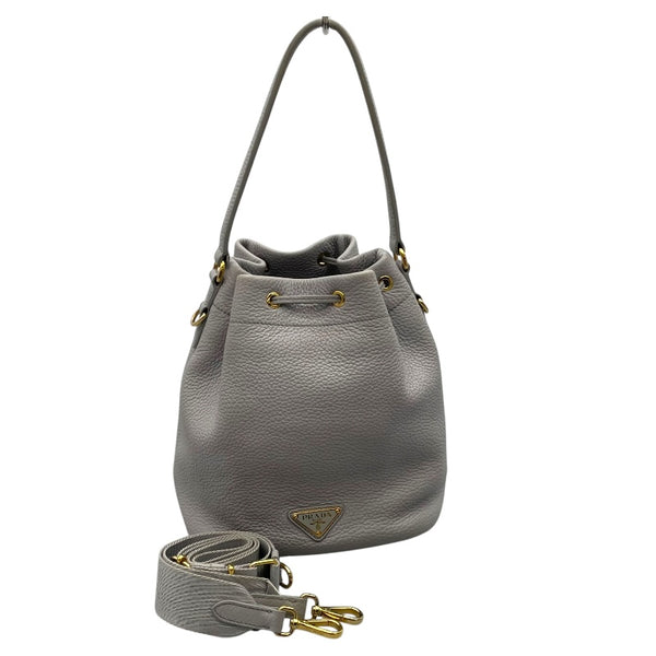 プラダ PRADA ロゴショルダー 1BE018 ライトグレー レザー レディース ショルダーバッグ