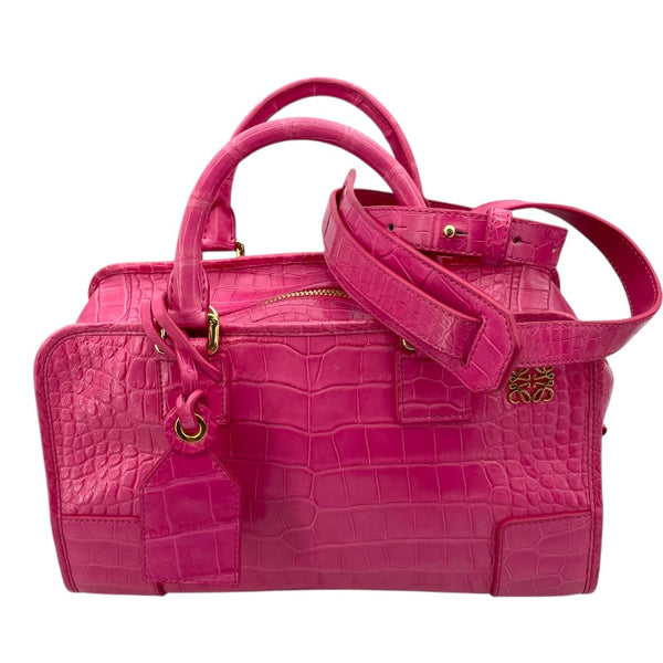 ロエベ LOEWE アマソナ 28 ピンク クロコ レディース ショルダーバッグ