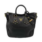 プラダ PRADA ロゴ２WAYトート ブラック レザー レディース トートバッグ
