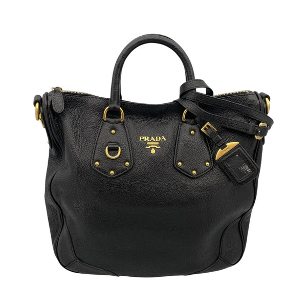 プラダ PRADA ロゴ２WAYトート ブラック レザー レディース トートバッグ
