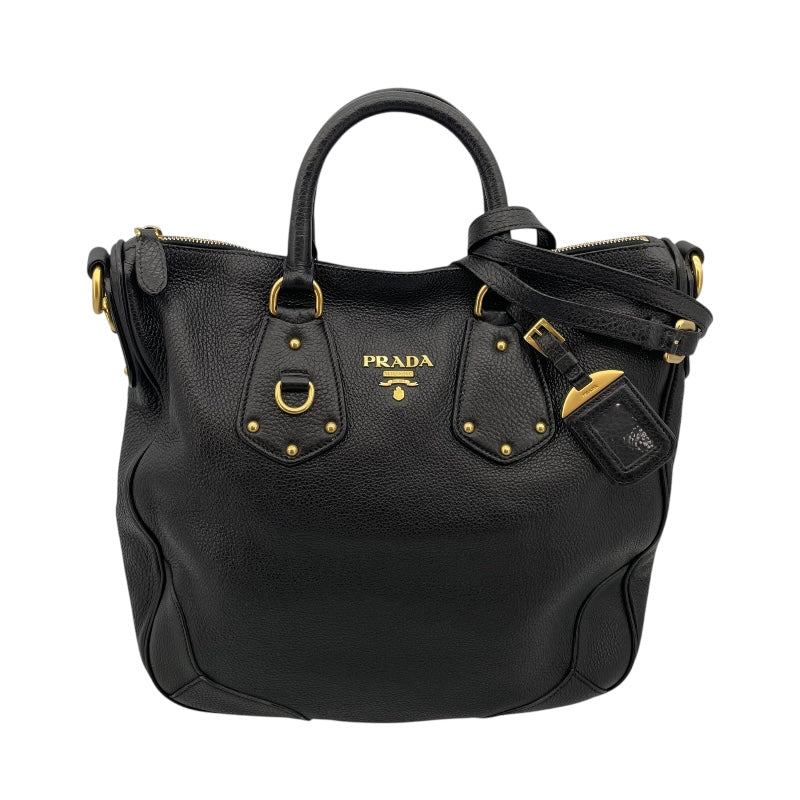 プラダ PRADA ロゴ２WAYトート ブラック レザー レディース トートバッグ