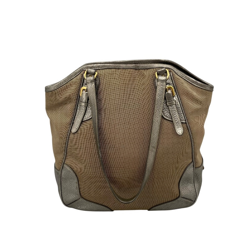プラダ PRADA トートバッグ ブラウン/シルバー キャンバス・レザー レディース トートバッグ