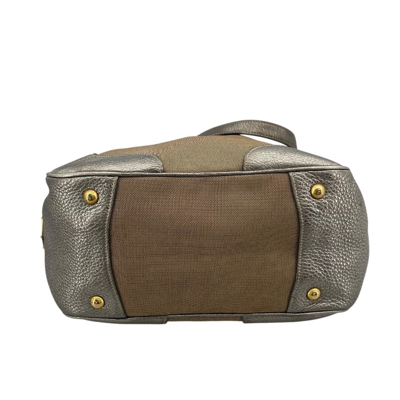 プラダ PRADA トートバッグ ブラウン/シルバー キャンバス・レザー レディース トートバッグ