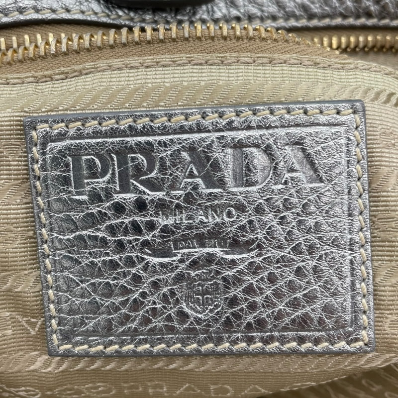プラダ PRADA トートバッグ ブラウン/シルバー キャンバス・レザー レディース トートバッグ