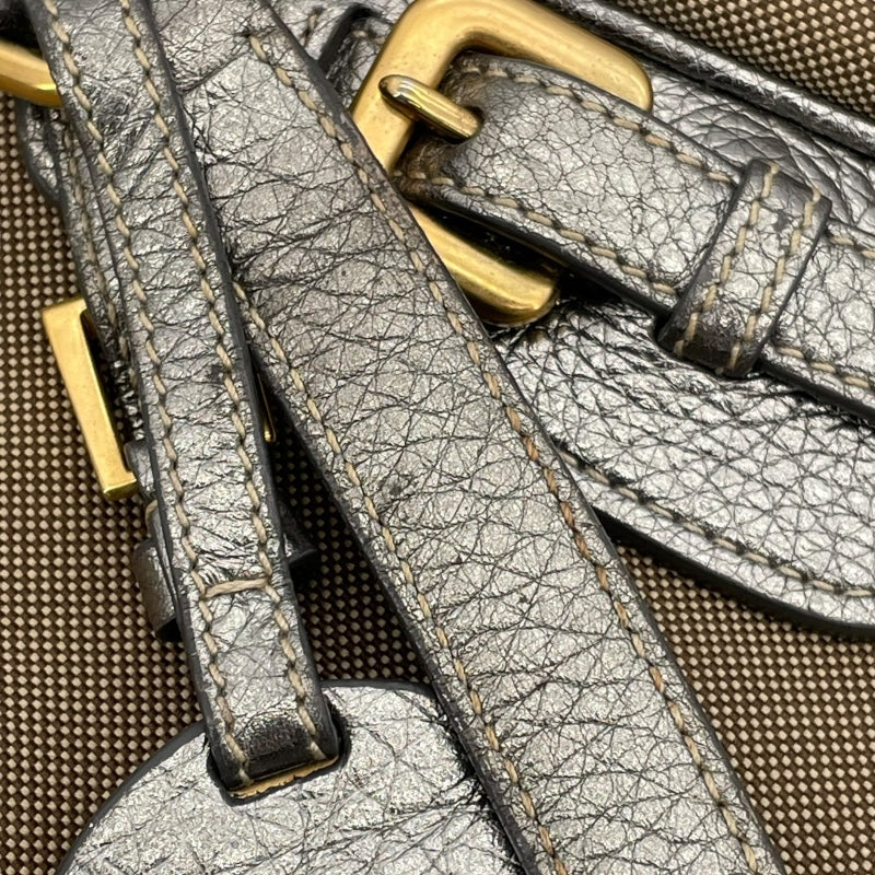 プラダ PRADA トートバッグ ブラウン/シルバー キャンバス・レザー レディース トートバッグ