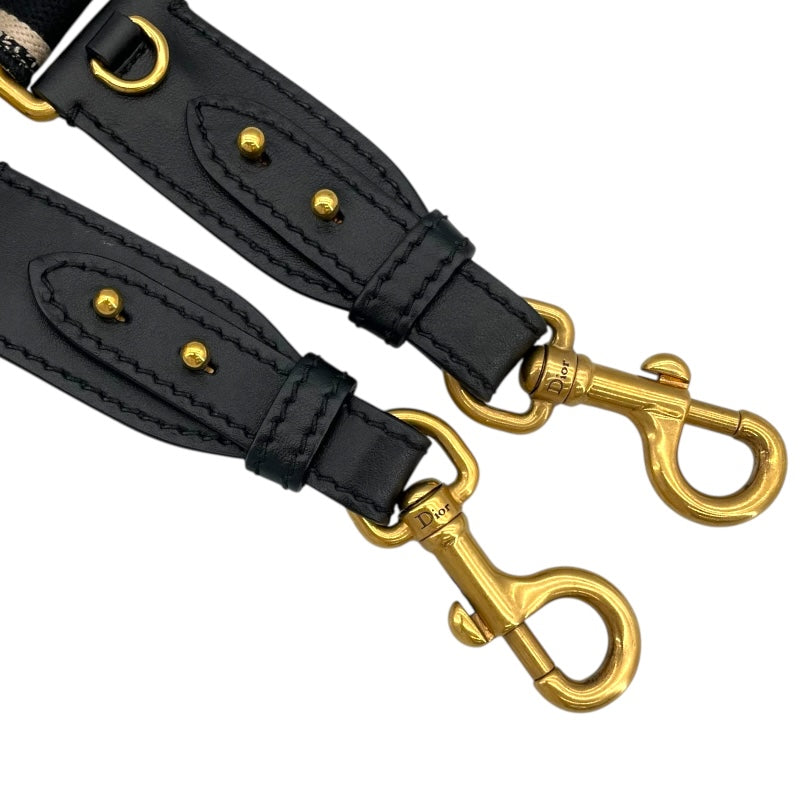 クリスチャン・ディオール Christian Dior ショルダーストラップ ブラック/ホワイト キャンパス×レザー レディース ストラップ