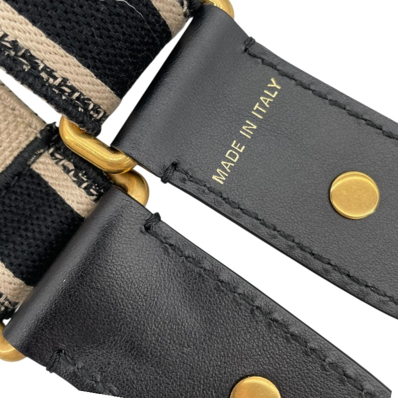 クリスチャン・ディオール Christian Dior ショルダーストラップ ブラック/ホワイト キャンパス×レザー レディース ストラップ