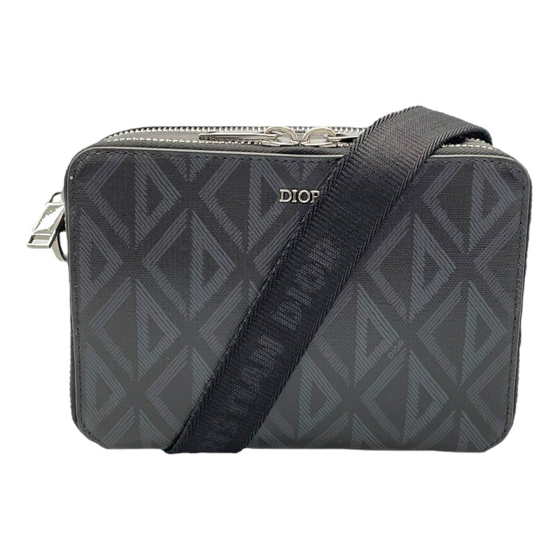 クリスチャン・ディオール Christian Dior ジップポーチ ブラック レザー メンズ ショルダーバッグ