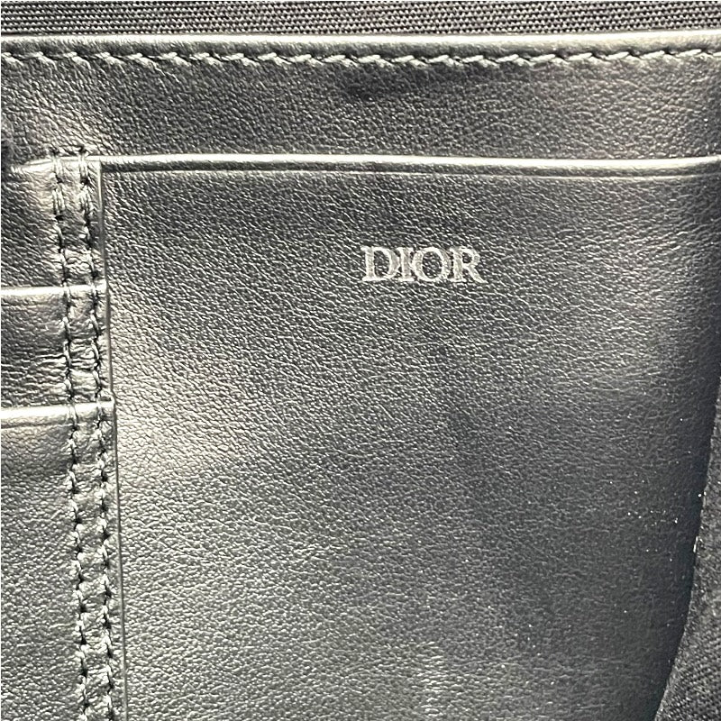 クリスチャン・ディオール Christian Dior ジップポーチ ブラック レザー メンズ ショルダーバッグ
