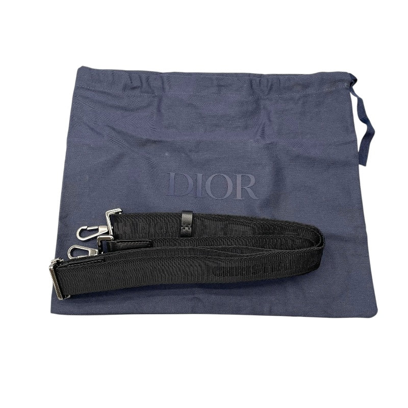 クリスチャン・ディオール Christian Dior ジップポーチ ブラック レザー メンズ ショルダーバッグ