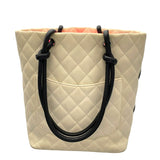 シャネル CHANEL カンボンライン トートバッグ スモール A25166 10番台 ホワイト×ピンク カーフレザー レディース トートバッグ