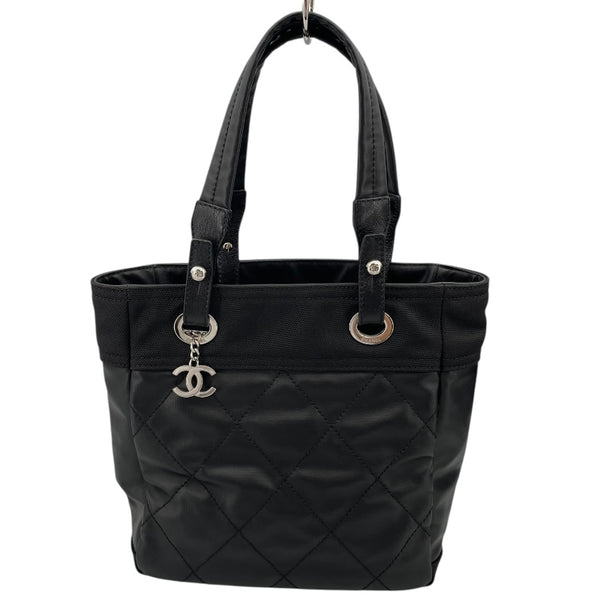 シャネル CHANEL パリビアリッツトートPM A34208 ブラック コーティングキャンバス レディース トートバッグ