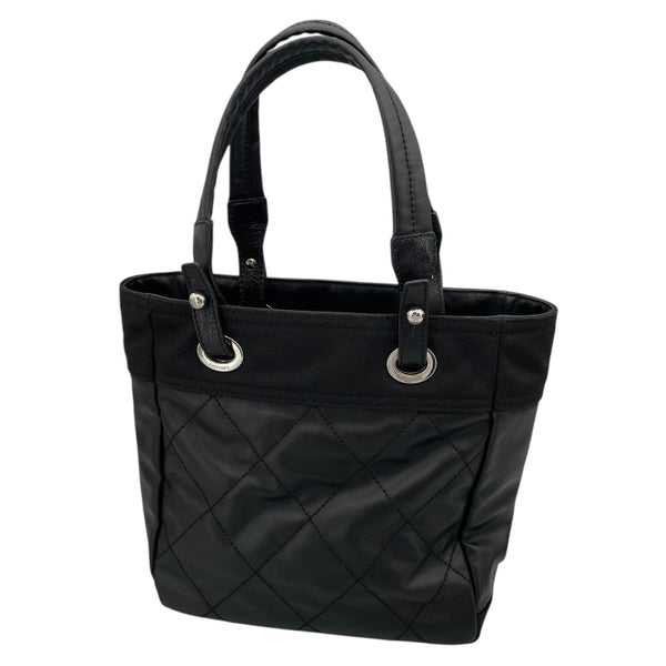シャネル CHANEL パリビアリッツトートPM A34208 ブラック コーティングキャンバス レディース トートバッグ