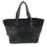 シャネル CHANEL パリビアリッツトートMM A34209 12番台 ブラック コーティングキャンバス レディース トートバッグ