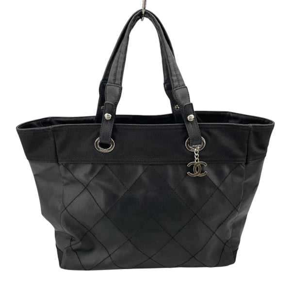 シャネル CHANEL パリビアリッツトートMM A34209 12番台 ブラック コーティングキャンバス レディース トートバッグ