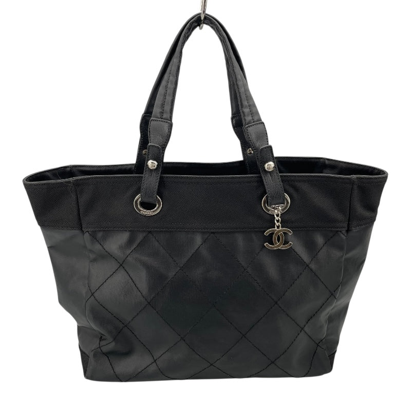 シャネル CHANEL パリビアリッツトートMM A34209 12番台 ブラック コーティングキャンバス レディース トートバッグ
