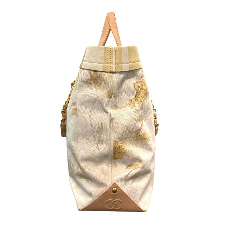 シャネル CHANEL ボタニカルチェーントート ホワイト・ベージュ キャンバス レディース トートバッグ