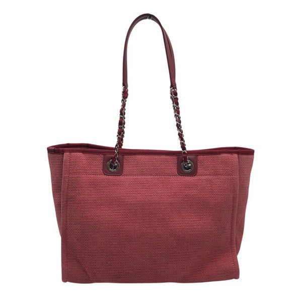 シャネル CHANEL ドーヴィルMM A67001 レッド×SV金具 キャンバス レディース トートバッグ