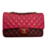 シャネル CHANEL マトラッセ25 A01112 レッド/ピンク/ボルドー/ゴールド金具  コットン レディース ショルダーバッグ