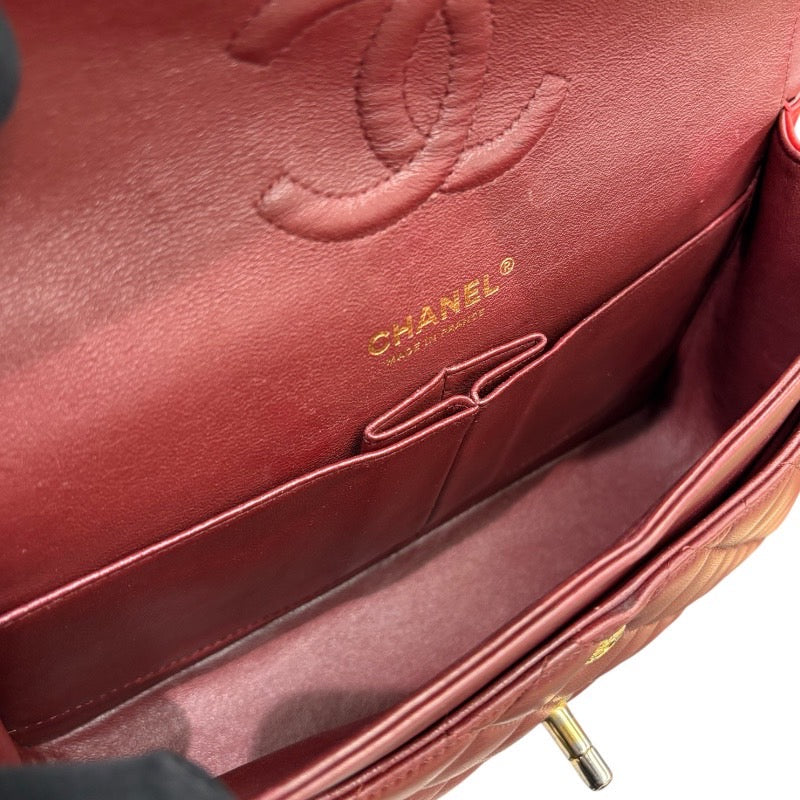 シャネル CHANEL マトラッセ25 A01112 レッド/ピンク/ボルドー/ゴールド金具  コットン レディース ショルダーバッグ