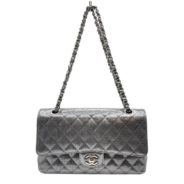 シャネル CHANEL マトラッセ25 21番台 A01112 シルバー×SV金具 レザー レディース ショルダーバッグ