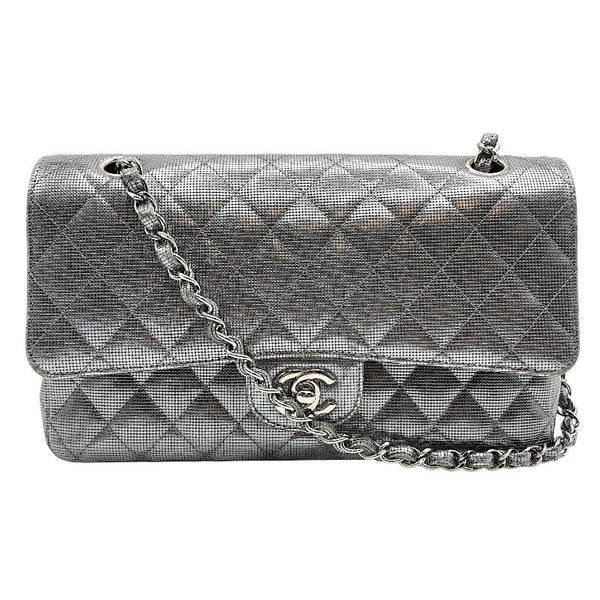 シャネル CHANEL マトラッセ25 21番台 A01112 シルバー×SV金具 レザー レディース ショルダーバッグ