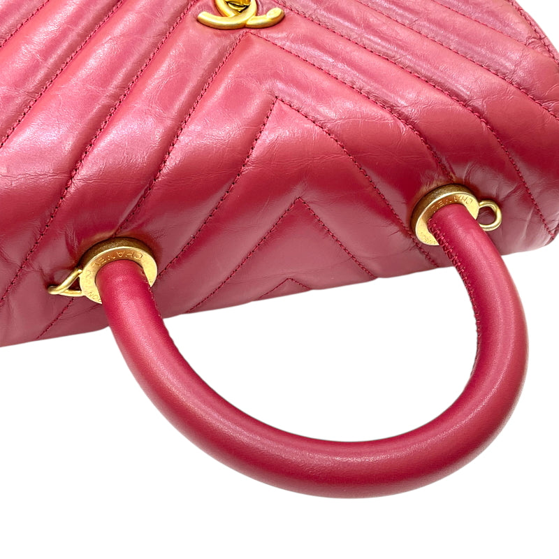シャネル CHANEL ココハンドルXS Vステッチ A92990 26番台 ピンク ゴールド金具 ラムスキン レディース ハンドバッグ