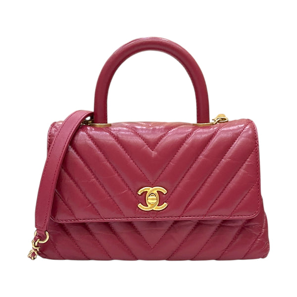 シャネル CHANEL ココハンドルXS Vステッチ A92990 26番台 ピンク ゴールド金具 ラムスキン レディース ハンドバッグ